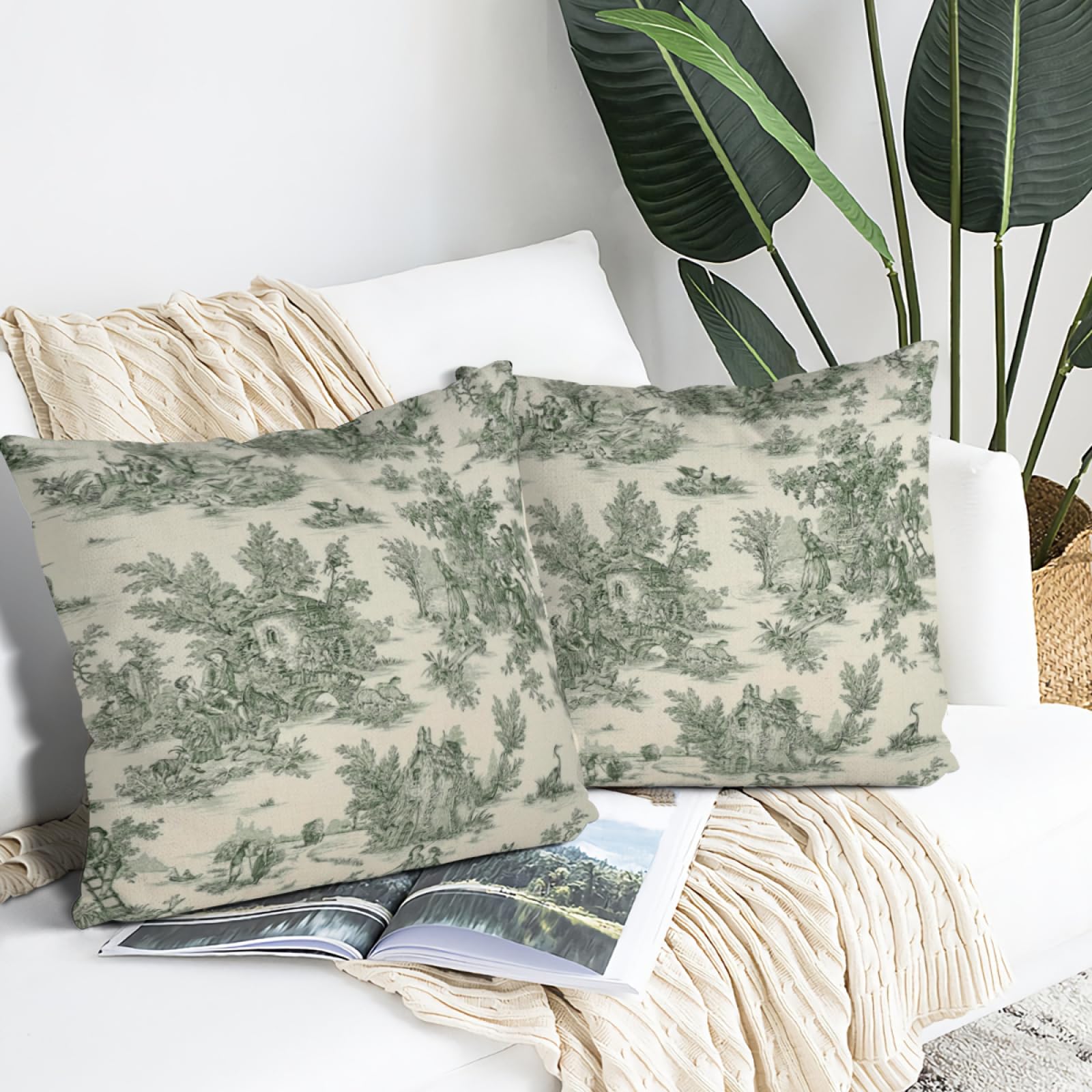 maid France cushion ドガ Amazon.com: French Country Pillow Covers Green Toile Pillow
